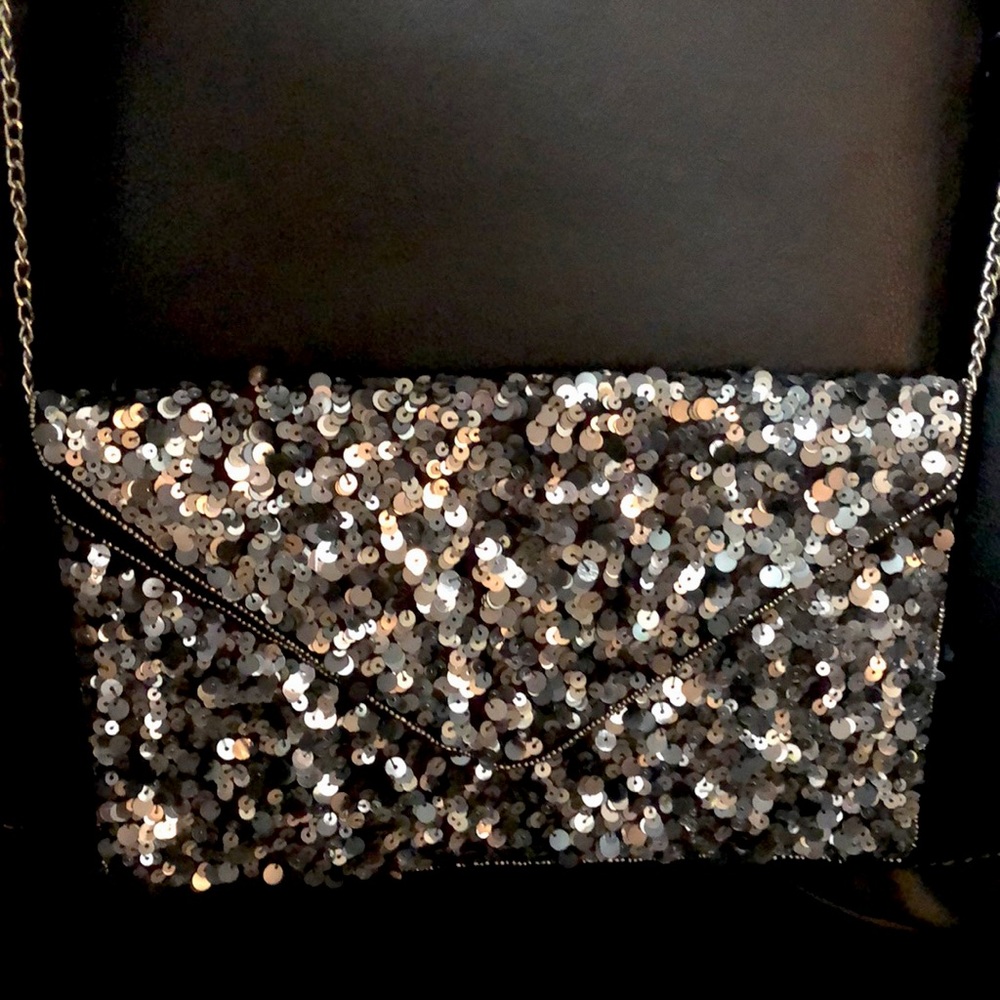 Sequin clutch or chain shoulder strap handbag